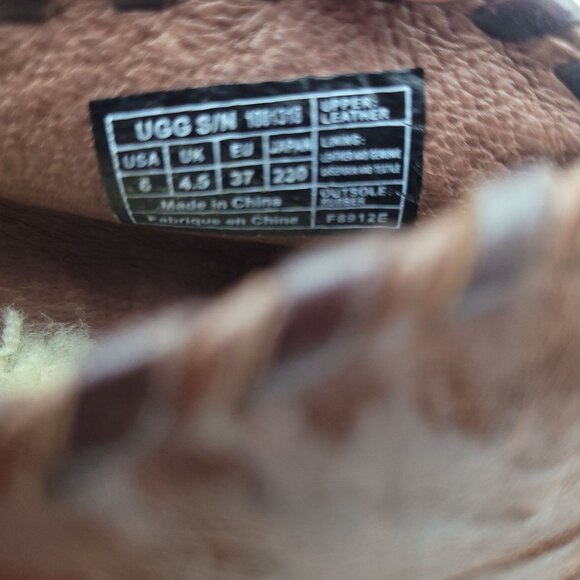 Ugg Jamison Chocolate Brown 5in Leather Heels Shearling Lined Booties Size 6 - Picture 7 of 7